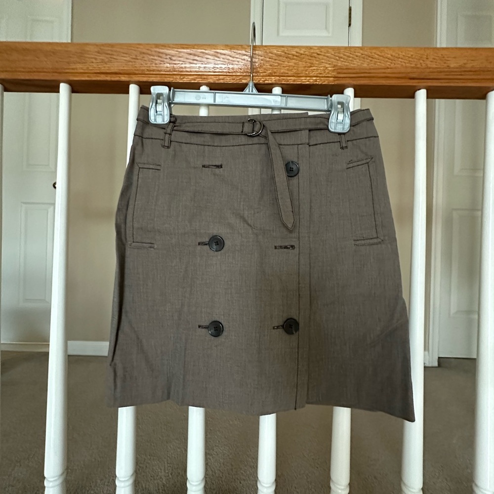 LOFT Brown Double-Breasted Belted Mini Skirt